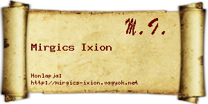 Mirgics Ixion névjegykártya